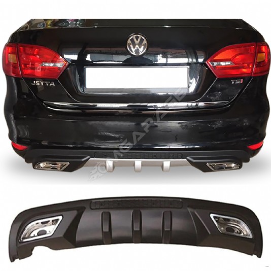 Vw Jetta Mk6 Difüzör Difizör Siyah + Kare Egzoz Görünüm C Tip 2010-2018