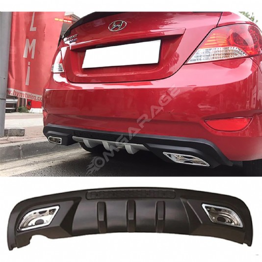 Hyundai Accent Blue Difüzör Difizör Siyah + Kare Egzoz Görünüm C Tip 2010 - 2018