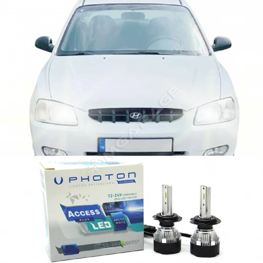 Hyundai Accent Milenyum Led Xenon Uzun + Kısa Far Ampulü H4 Access Yeni Seri Beyaz 1999-2006