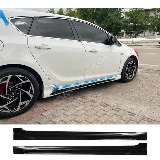 Opel Astra J HB Kanallı Yan Marşpiyel Seti Mat Siyah Plastik 2 Adet 2009-2015