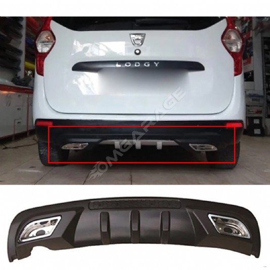 Dacia Dokker Difüzör Difizör Siyah + Kare Egzoz Görünüm C Tip