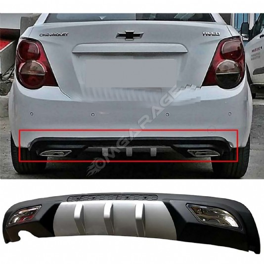 Chevrolet Aveo Sedan Difüzör Difizör Gri + Kare Egzoz Görünüm C Tip 2012 - 2016