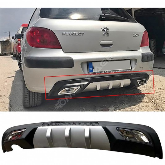 Peugeot 307 Difüzör Difizör Gri + Kare Egzoz Görünüm C Tip