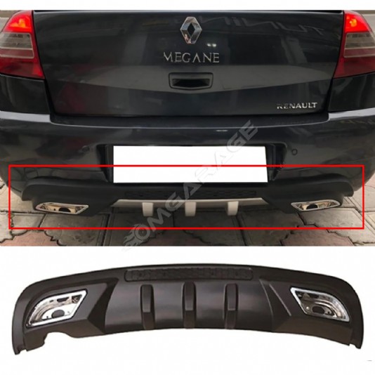 Renault Megane 2 Difüzör Difizör Siyah + Kare Egzoz Görünüm C Tip 2002 - 2009