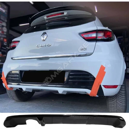 Renault Clio 4 Düz Difüzör Difizör Plastik Parlak Siyah 2012-2020 Arka-bodykit-ek-karlık