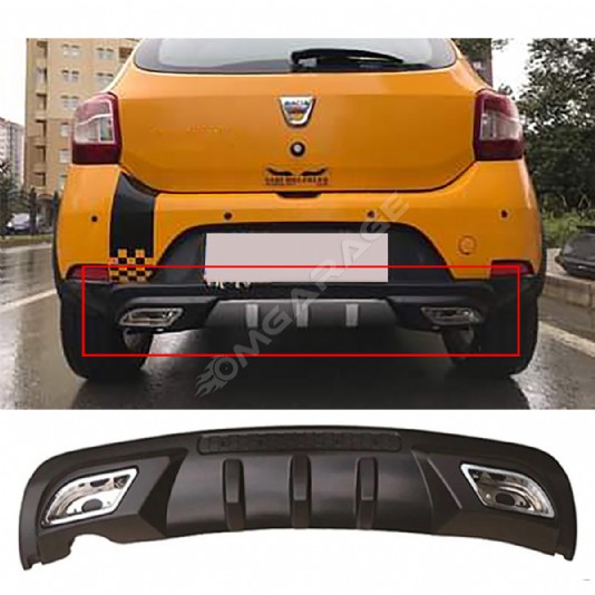 Dacia Sandero Difüzör Difizör Siyah + Kare Egzoz Görünüm C Tip