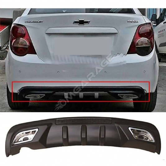 Chevrolet Aveo Sedan Difüzör Difizör Siyah + Kare Egzoz Görünüm C Tip 2012 - 2016