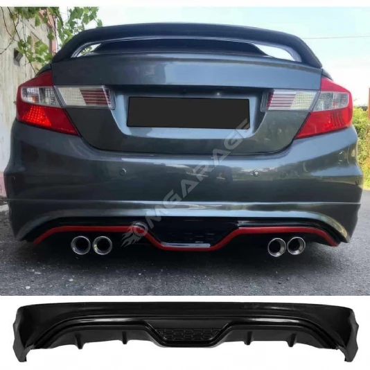 Honda Civic FB7 Custom Arka Ek Plastik Siyah Difüzör Çıkışsız 2012-2016 Arka-difizör-bodykit-ek