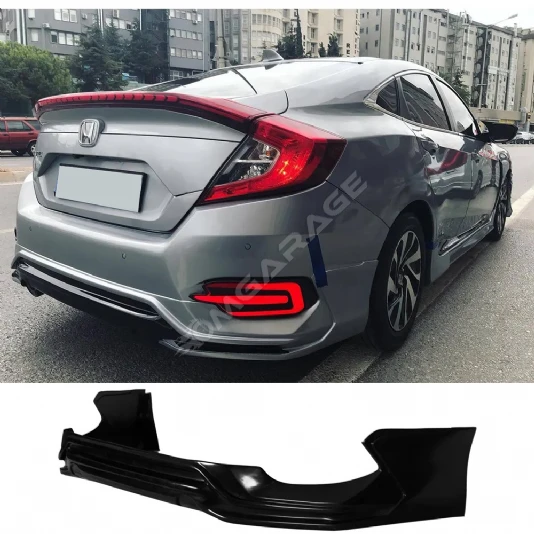 Honda Civic Fc5 Turbo Arka Ek Plastik Siyah Difüzör 2016 2017 2018 2019 Arka-difizör-bodykit-ek