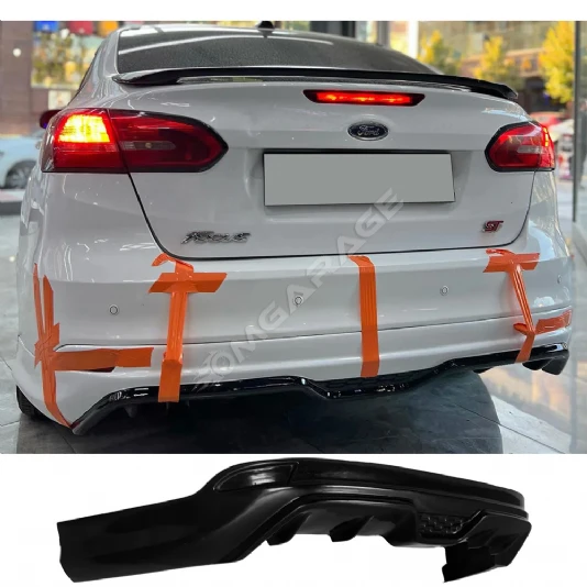 Ford Focus 3.5 Sedan Arka Ek Plastik Siyah Difüzör 2015 2016 2017 2018 Arka-difizör-bodykit-ek