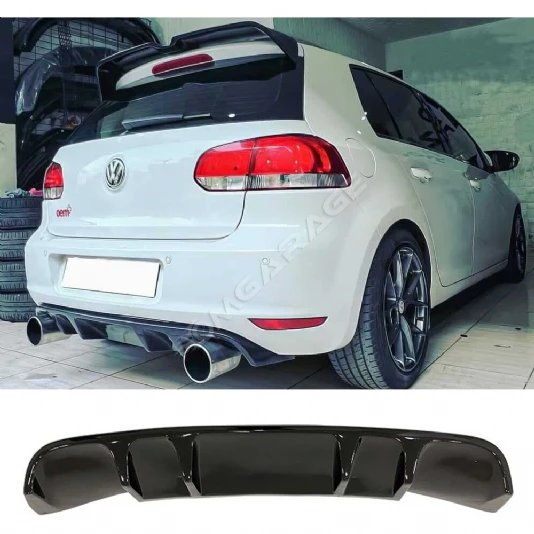 Vw Golf 6 Rieger Difüzör Difizör Plastik Parlak Siyah 2008 2009 2010 2011 2012 Arka-difizör-bodykit-ek