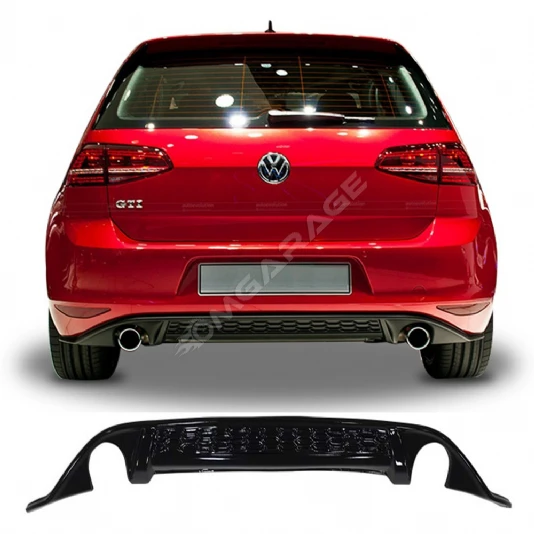 Vw Golf 7 GTI Difüzör Difizör Plastik Parlak Siyah 2012 2013 2014 2015 2016 2017 Arka-difizör-bodykit-ek