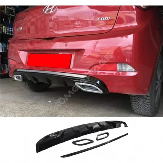 Hyundai i20 Difüzör Parlak Siyah Egzoz Görünüm 2014 2015 2016 2017 2018 Arka-difizör-bodykit-ek