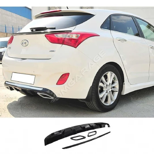 Hyundai i30 Sport Difüzör Parlak Siyah Egzoz Görünüm 2012-2017 Arka-bodykit-ek-karlık