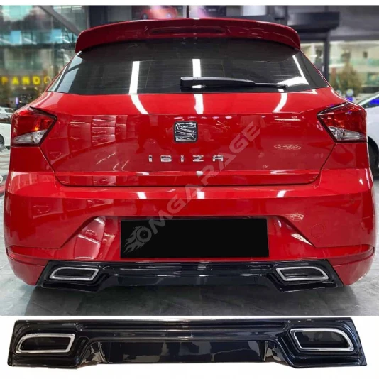 Seat İbiza Mk5 Difüzör Difizör Plastik Parlak Siyah Egzoz Görünüm 2017-2023 Arka-bodykit-ek-karlık