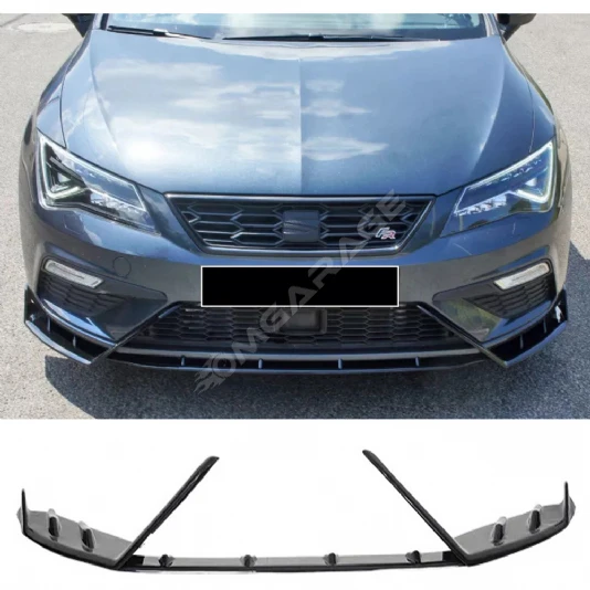 Seat Leon Mk3.5 Lenz Race Cup Ön Lip Piona Black 3 Parça 2017 2018 2019 2020