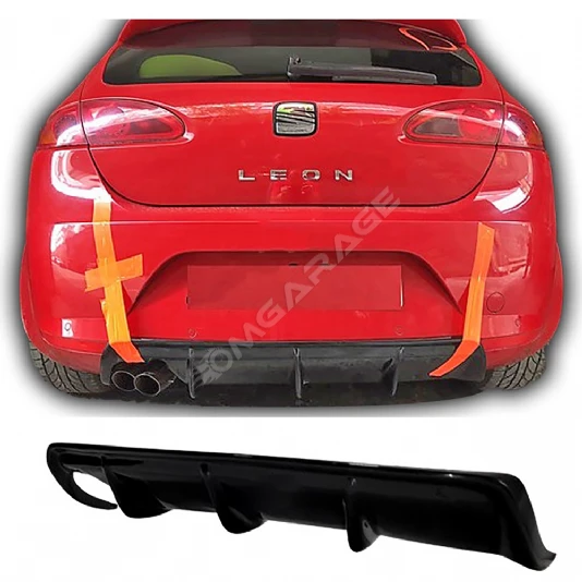 Seat Leon Mk2 Difüzör Difizör Plastik Parlak Siyah 2006 2007 2008 2009 Arka-bodykit-ek-karlık