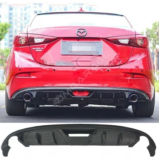Mazda 3 Difüzör Difizör Plastik Parlak Siyah Çift Çıkış 2014-2019 Arka-bodykit-ek-karlık