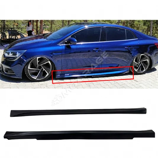 Renault Megane 4 Sedan Aero Yan Marşpiyel Seti Mat Siyah Plastik 2 Adet 2016 ve üzeri