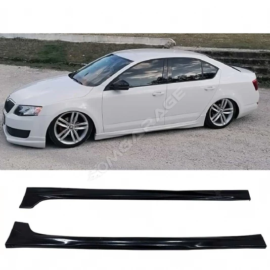 Skoda Octavia Mk3 Yan Marşpiyel Seti Mat Siyah Plastik 2 Adet 2013-2020