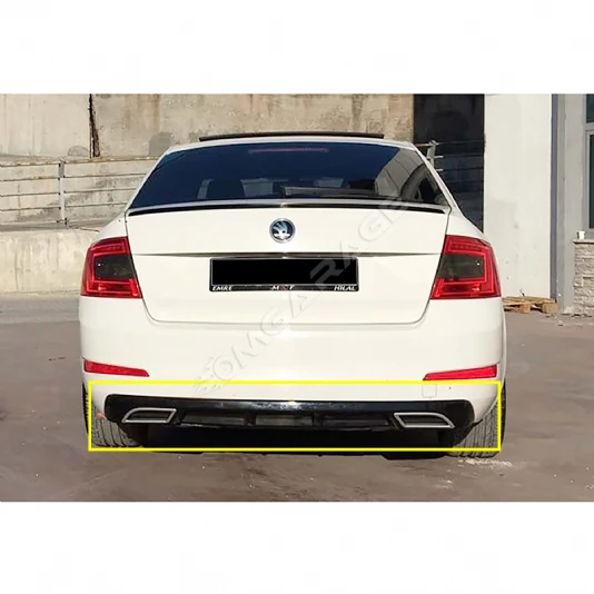 Skoda Octavia Mk3 Difüzör Difizör Plastik Parlak Siyah Egzoz Görünüm 2013-2020 Arka-difizör-bodykit-ek