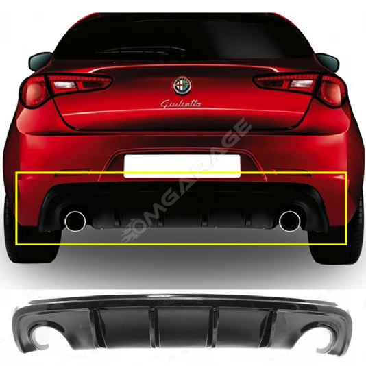 Alfa Romeo Guilietta Difüzör Difizör Plastik Parlak Siyah Sağ Sol Çift Çıkış Arka-bodykit-ek-karlık