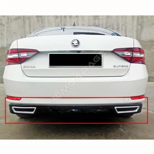 Skoda Superb Difüzör Difizör Plastik Parlak Siyah 2015 2016 2017 2018 2019 Arka-bodykit-ek-karlık