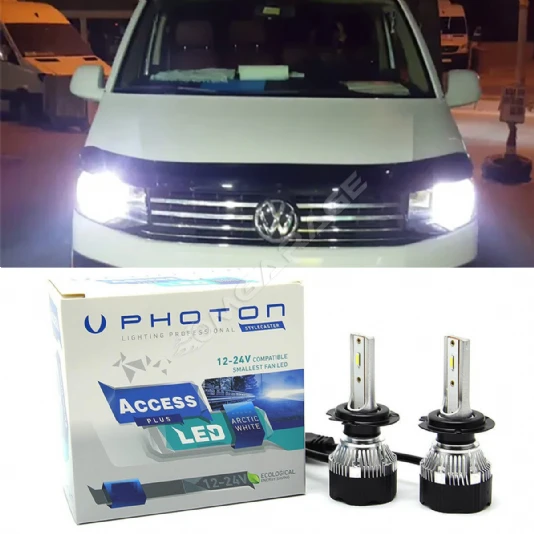 Vw Transporter T7 Led Xenon Uzun + Kısa Far Ampulü H4 Access Yeni Seri Beyaz