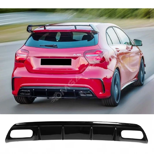 Mercedes W176 A45 Brabus Difüzör Difizör Plastik Parlak Siyah Arka-bodykit-ek-karlık