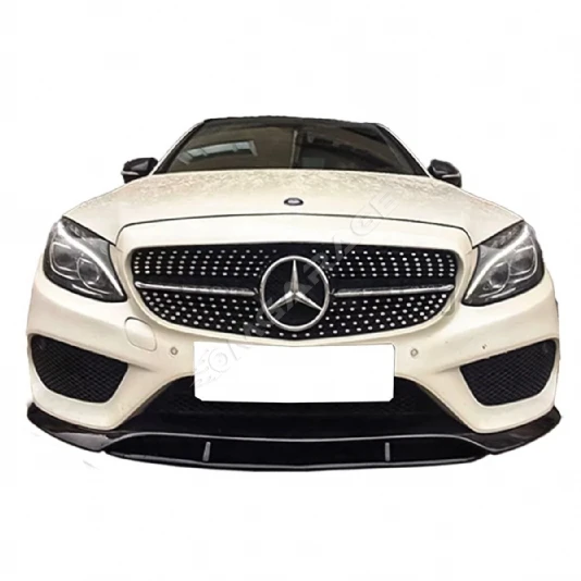 Mercedes W205 C180 2 Parça Ön Lip Plastik Parlak Siyah karlık-ön-ek-bodykit