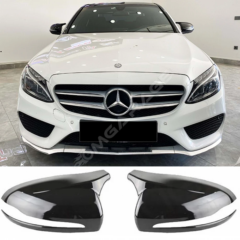 Mercedes C W205 Batman Yarasa Ayna Kapağı Parlak Siyah ABS 2015 2016 2017 2018 2019