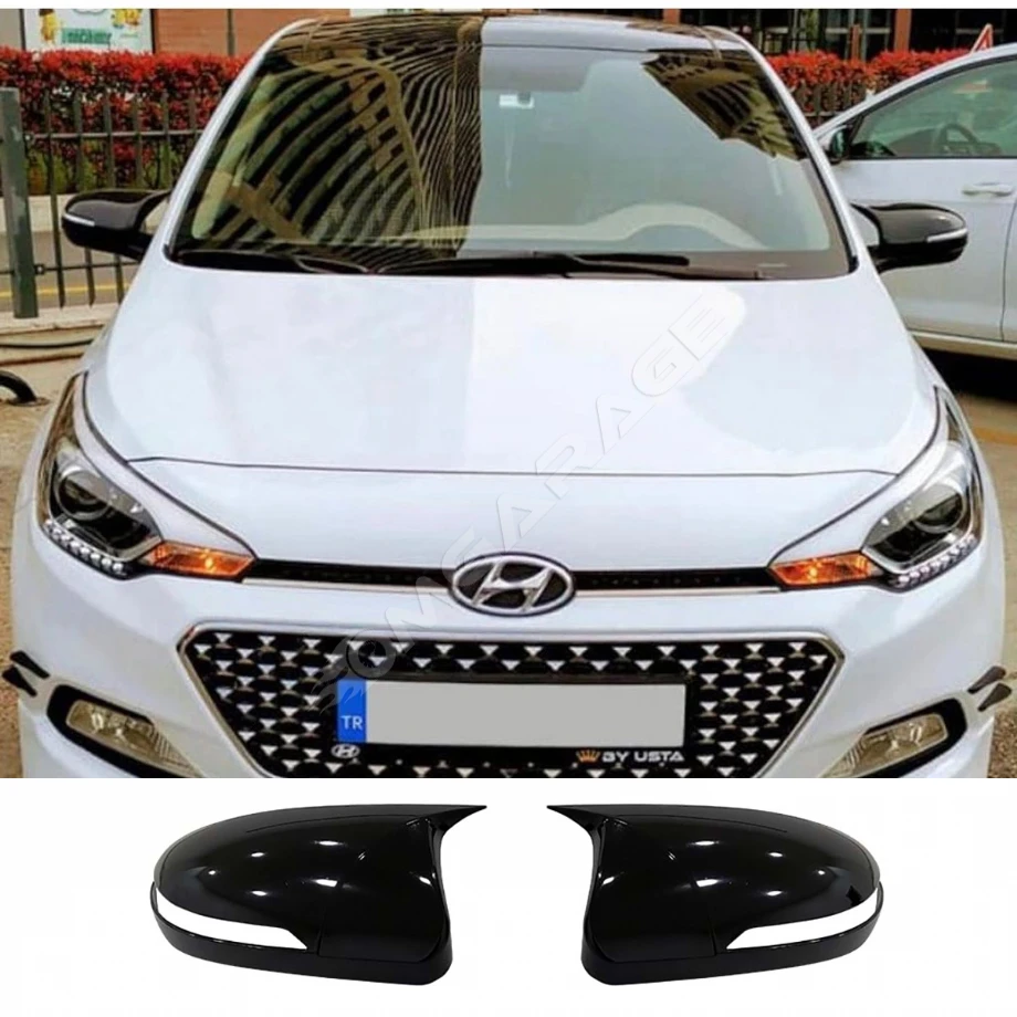 Hyundai i20 Sinyalli Batman Yarasa Ayna Kapağı Parlak Siyah ABS 2014-2020