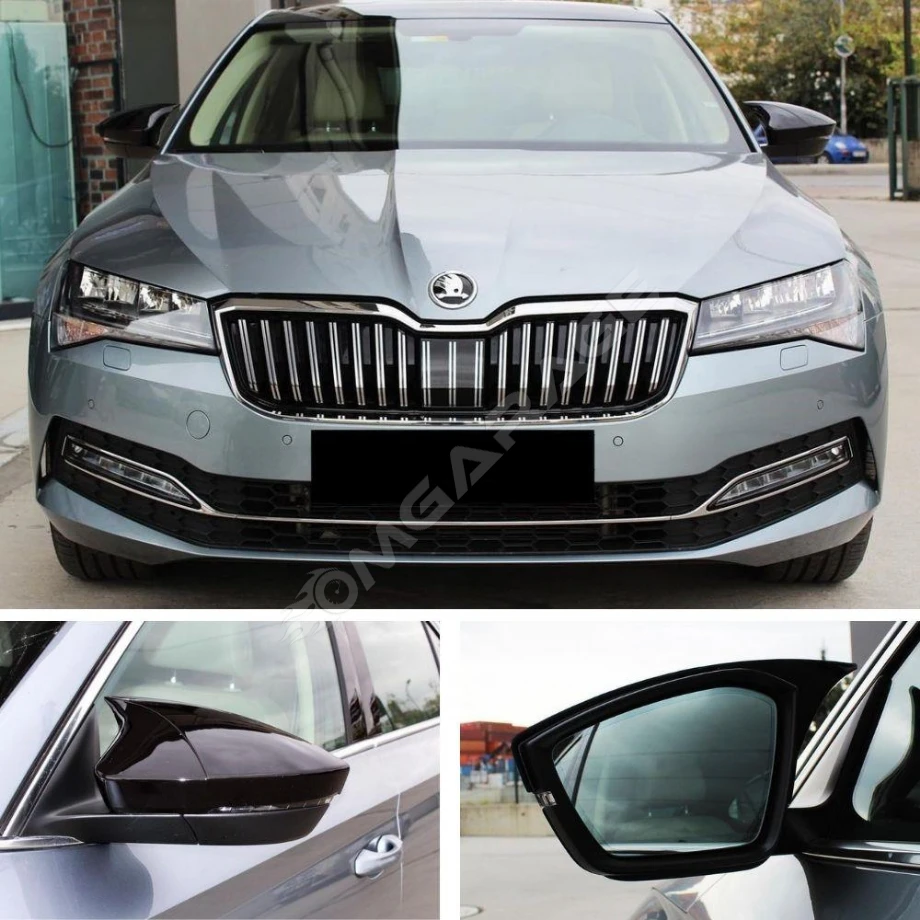 Skoda SuperB B8 Batman Yarasa Ayna Kapağı Piona Black ABS 2015-2021