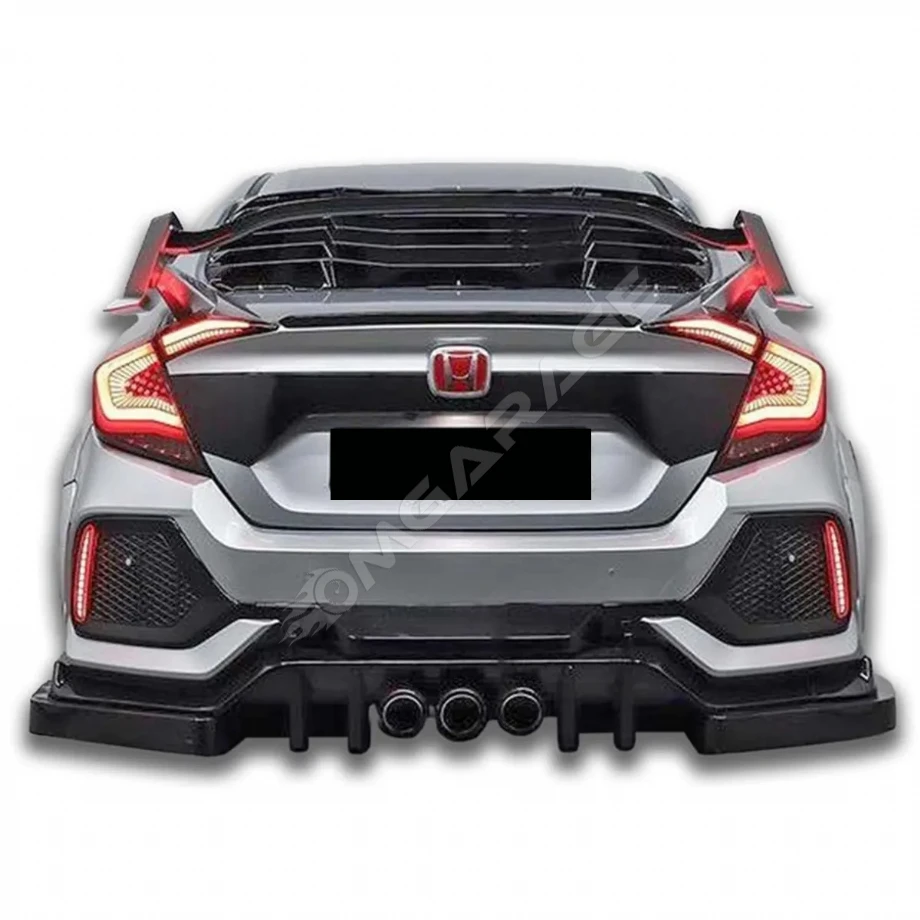 Honda Civic Fc5 6 Parça Arka Flap Parlak Siyah Plastik