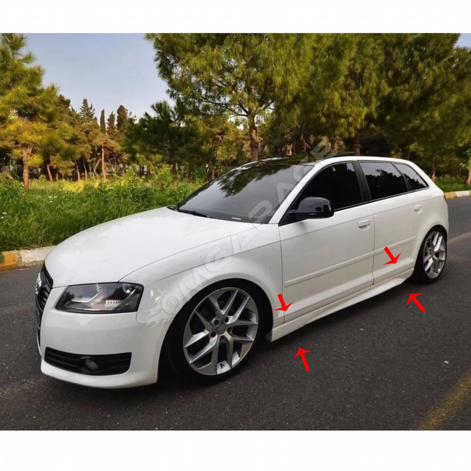 Audi A3 Yan Marşpiyel Seti Mat Siyah Plastik 2 Adet 2006 2007 2008 2009 2010 2011 2012