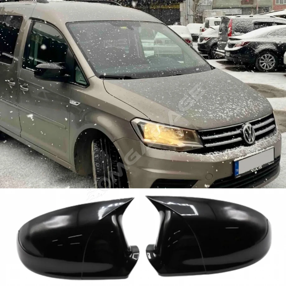 Vw Caddy Mk3 Batman Yarasa Ayna Kapağı Piona Black ABS 2015 - 2020