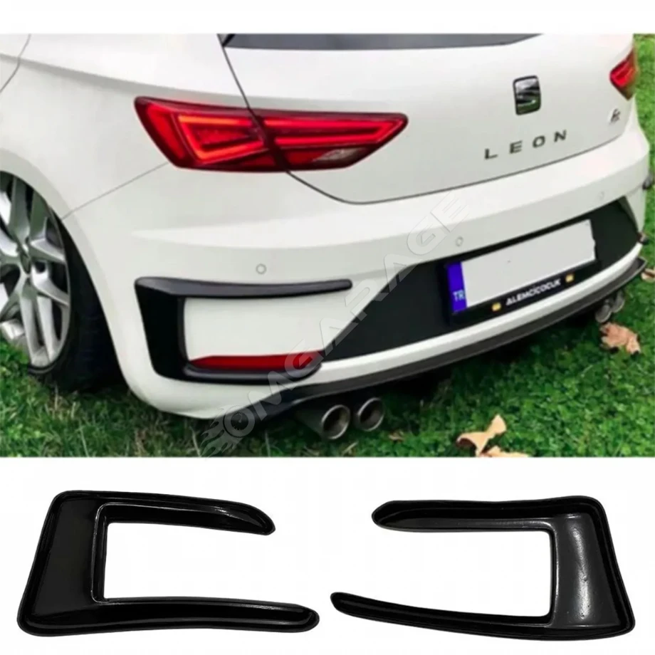 Seat Leon Mk3 2017-2020 Orijinal Arka Tampon Venti Parlak Siyah Plastik