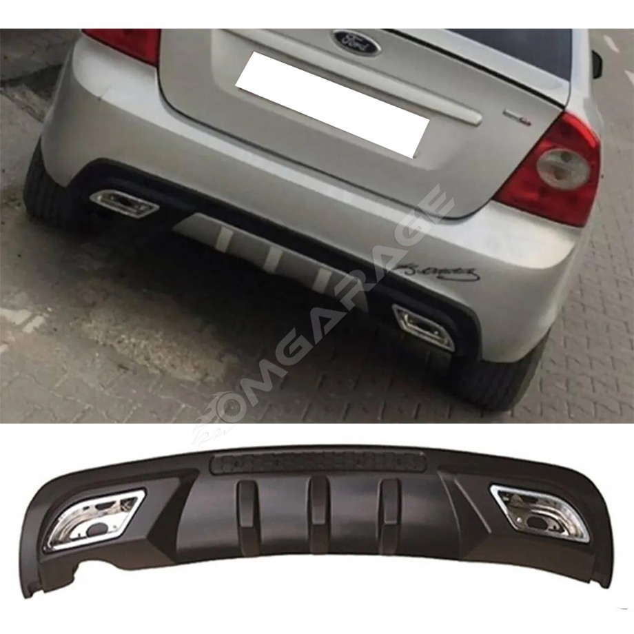 Ford Focus 2 Difüzör Difizör Siyah + Kare Egzoz Görünüm C Tip 2004 - 2010