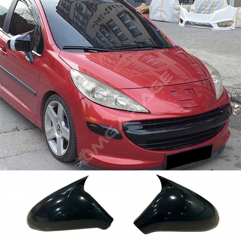 Peugeot 207 Batman Yarasa Ayna Kapağı Parlak Siyah ABS 2006 2007 2008 2009 2010 2011 2012
