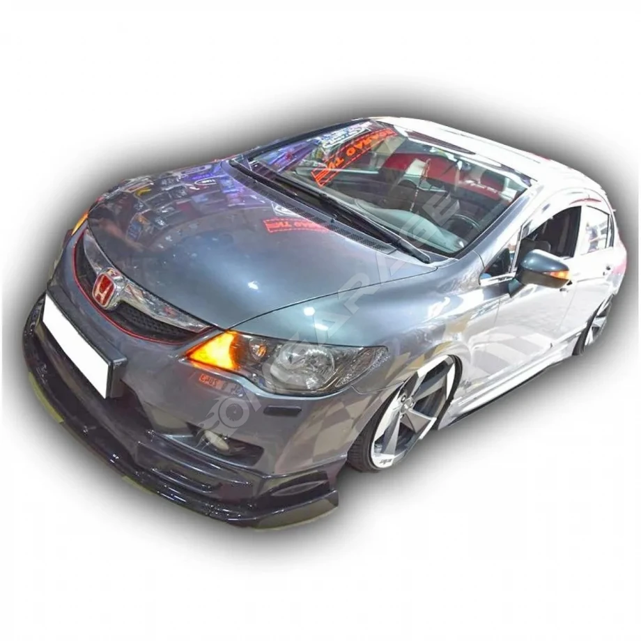 Honda Civic Fd6 RR 3 Parça Ön Lip Parlak Siyah Plastik