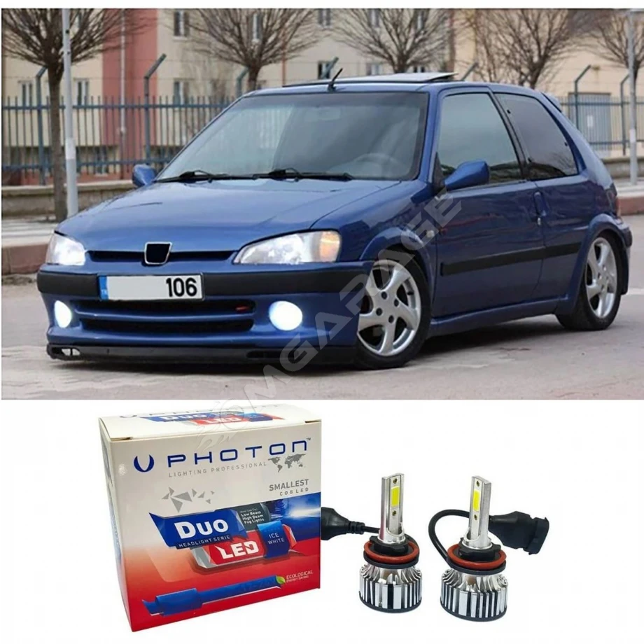 Peugeot 106 Led Xenon Uzun + Kısa Far Ampulü H4 Duo Yeni Seri Beyaz