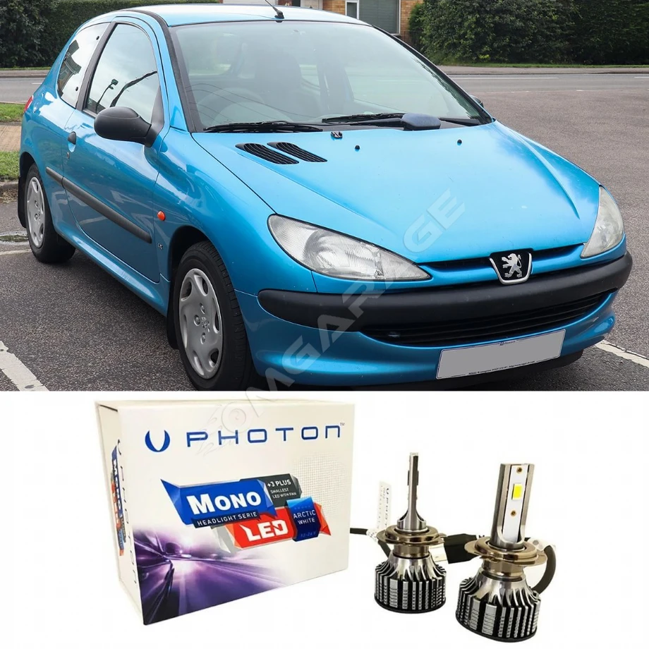 Peugeot 206 Led Xenon Uzun + Kısa Far Ampulü H4 Mono Yeni Seri Beyaz 1998-2003