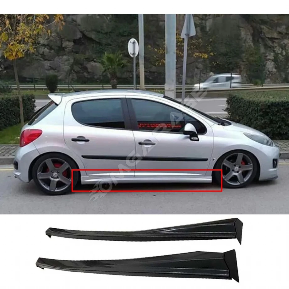 Peugeot 207 Yan Marşpiyel Seti Mat Siyah Plastik 2 Adet