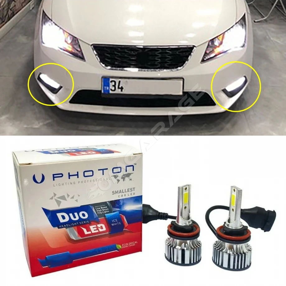 Seat Leon Mk3 Sis Far Ampulü Beyaz Led Xenon H8 Duo Yeni Seri Beyaz