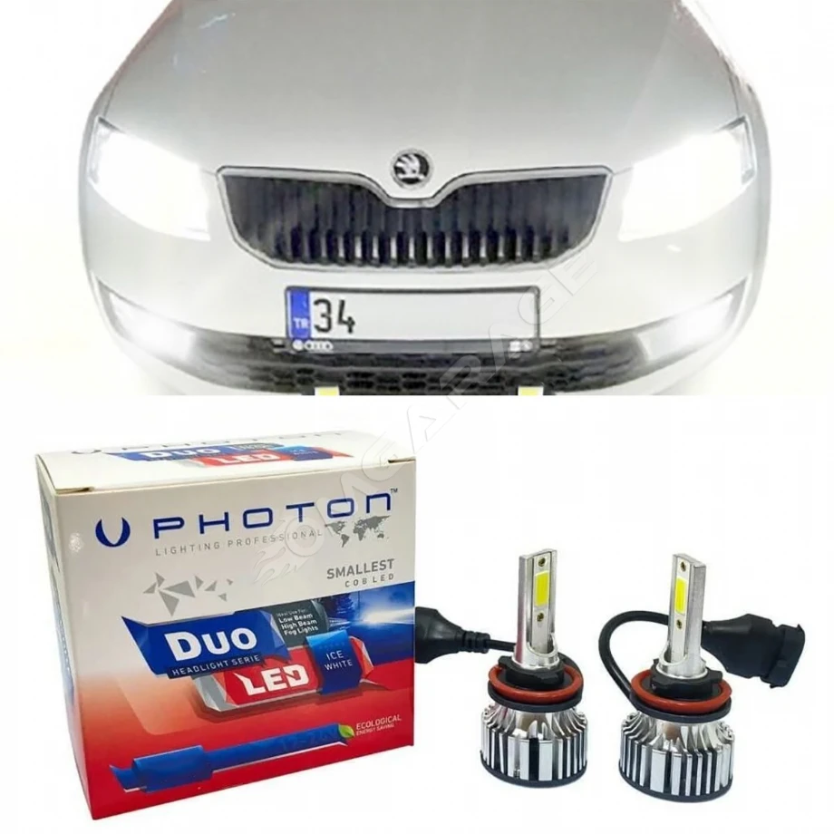 Skoda Octavia Mk3 Led Xenon Sis Farı Ampulü H8 Duo Yeni Seri Beyaz 2013-2021