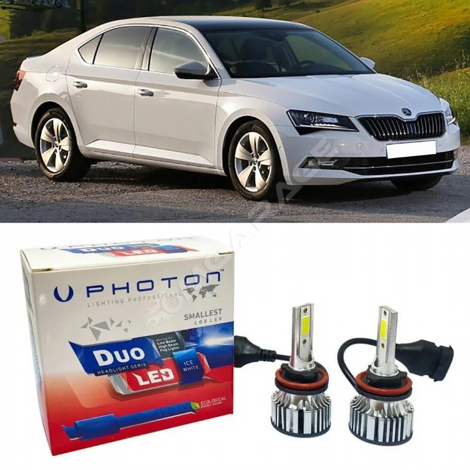 Skoda Superb 3 Led Xenon Sis Farı Ampulü H8 Duo Yeni Seri Beyaz 2015+