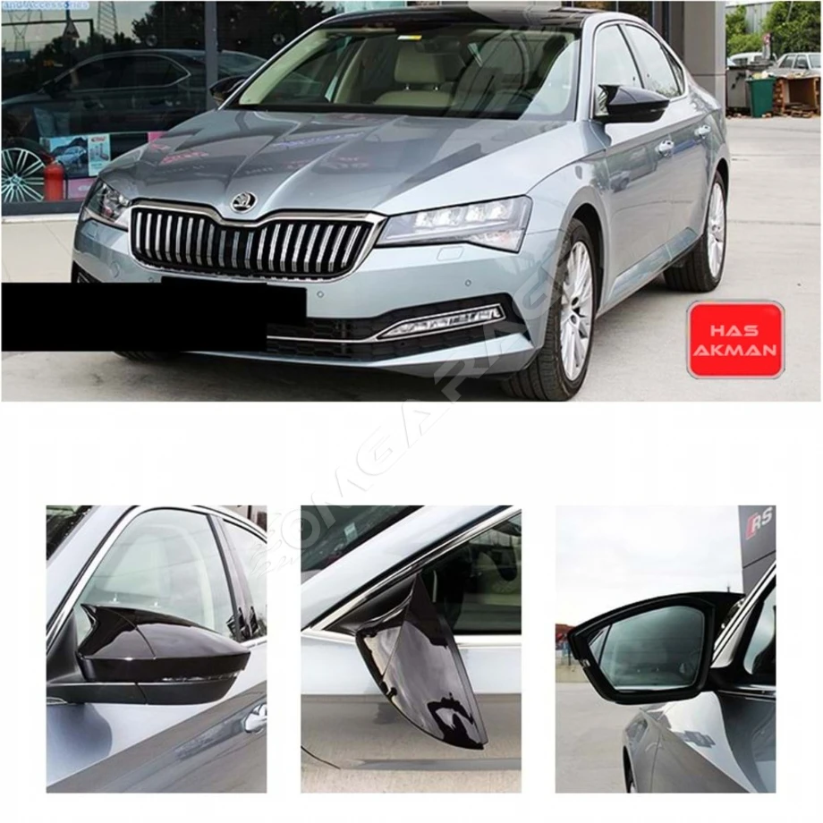 Skoda Superb B8 Batman Yarasa Ayna Kapağı Piano Black 2015 2016 2017 2018 2019 2020 2021