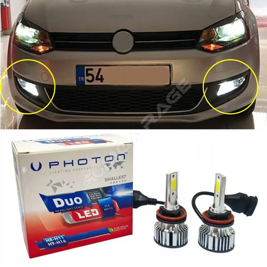 Vw Polo Mk5 Led Xenon Sis Farı Ampulü H8 Duo Yeni Seri Beyaz 2009-2017 Uyumlu