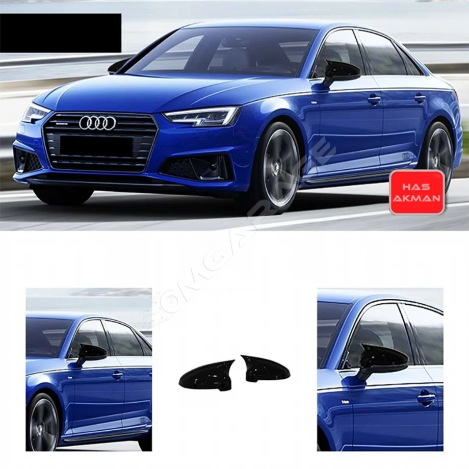 Audi A4 B9 Batman Yarasa Ayna Kapağı Piano Black 2016 2017 2018 2019 2020 2021