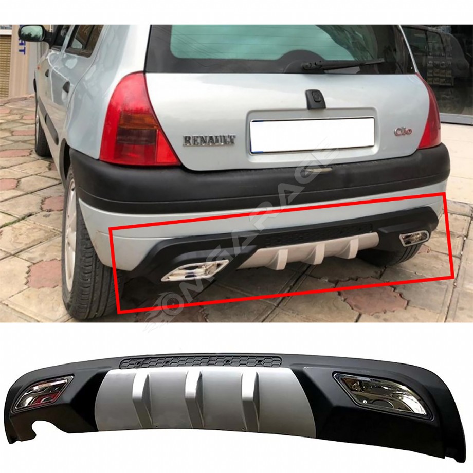 Renault Clio Mk2 Difüzör Difizör Gri + Kare Egzoz Görünüm C Tip 1998-2005